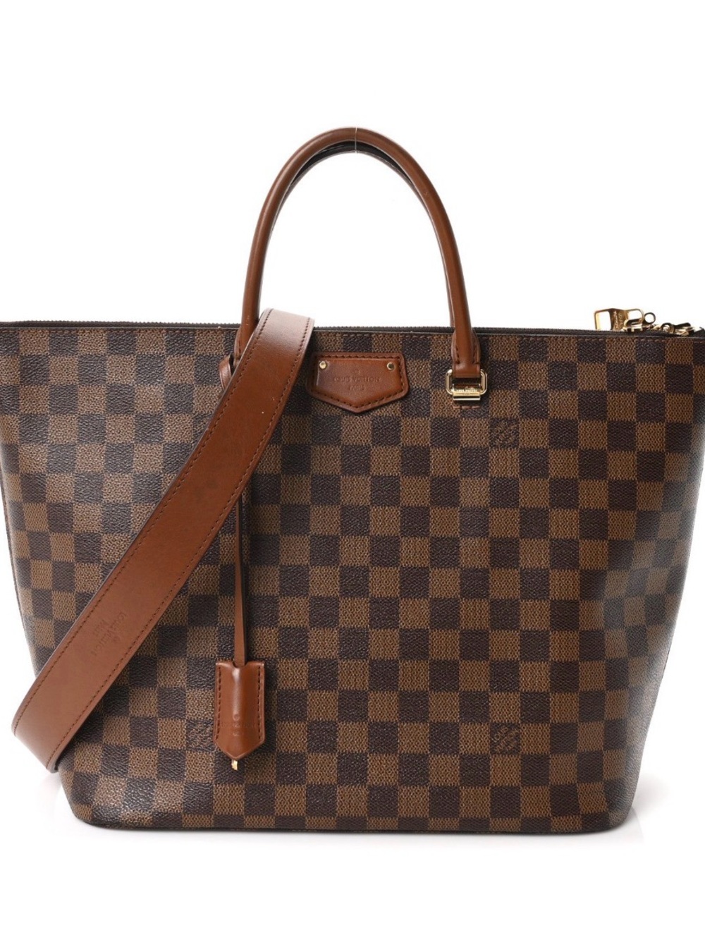 Louis Vuitton Brown Damier Ebene Checkered Tote with Shoulder Strap